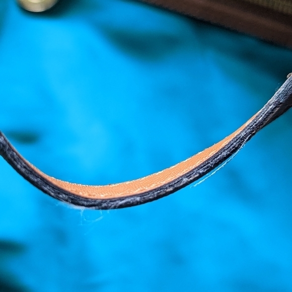 GUC Michael Kors Kempton Nylon Leather Teal Tote gold hardware, brown handles - Picture 5 of 15